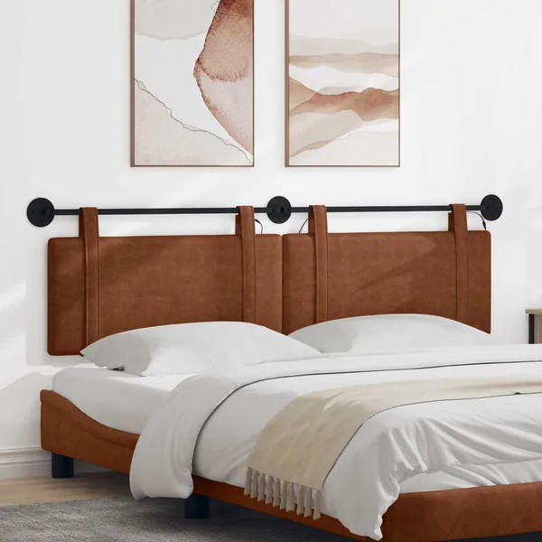 Tête de lit suspendue Avec lumière LED Marron PU antique