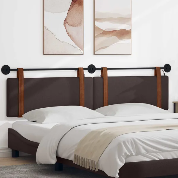 Tête de lit suspendue Avec lumière LED Marron foncé PU antique
