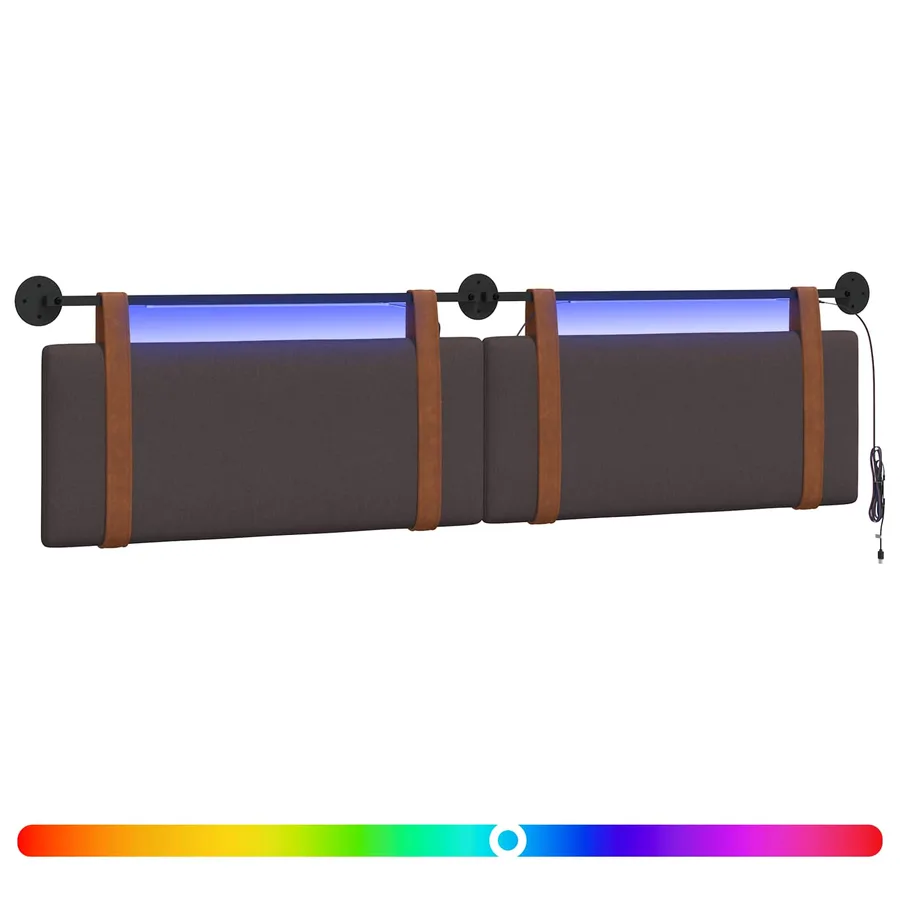 Tête de lit suspendue Avec lumière LED Marron foncé PU antique - 2