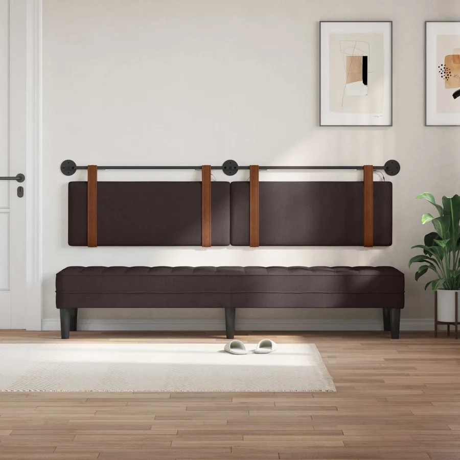 Tête de lit suspendue Avec lumière LED Marron foncé PU antique - 3
