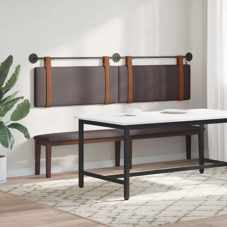 Tête de lit suspendue Avec lumière LED Marron foncé PU antique - 4