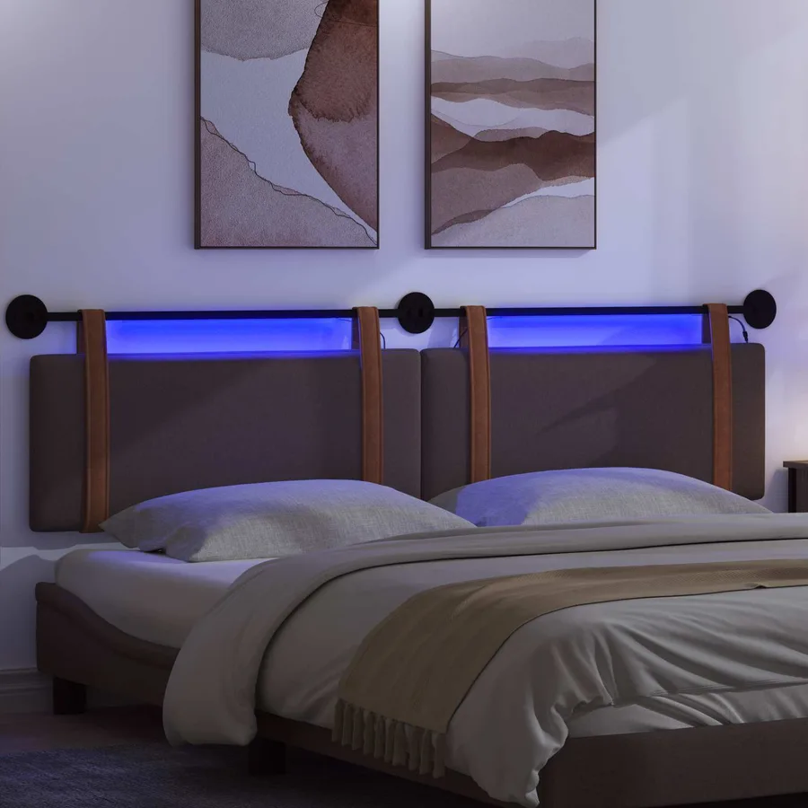 Tête de lit suspendue Avec lumière LED Marron foncé PU antique - 5