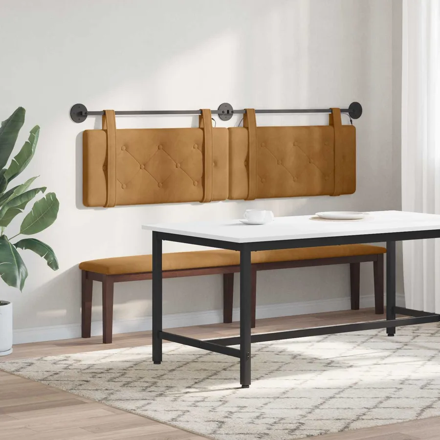 Tête de lit suspendue Avec lumière LED Marron Velours - 4