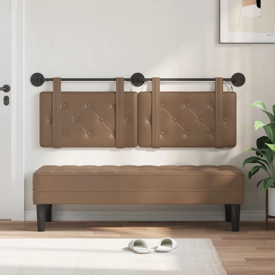 Tête de lit suspendue Avec lumière LED Cappuccino Simili cuir - 3