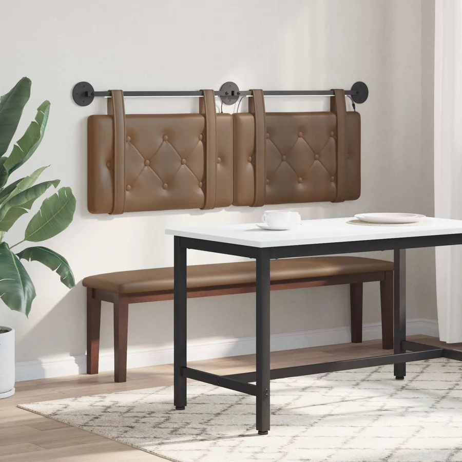 Tête de lit suspendue Avec lumière LED Cappuccino Simili cuir - 4
