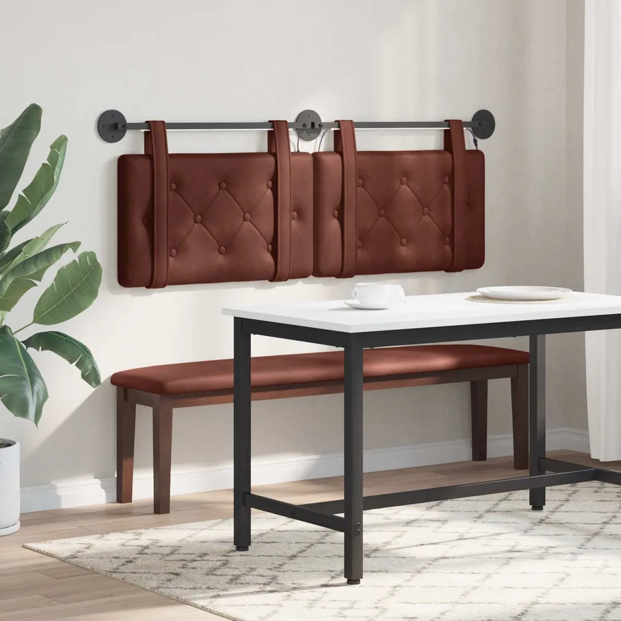 Tête de lit suspendue Avec lumière LED Brun Brillant PU antique - 4