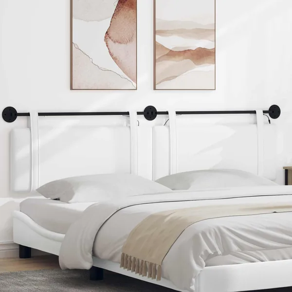 Tête de lit suspendue Avec lumière LED Blanc Tissu