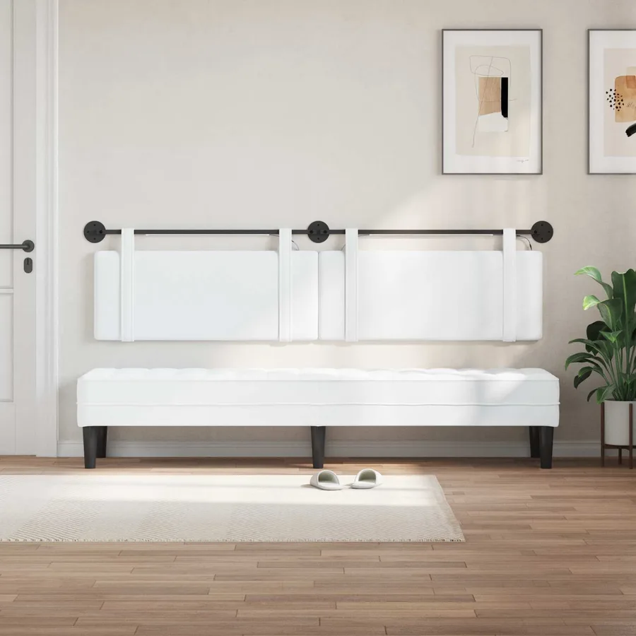 Tête de lit suspendue Avec lumière LED Blanc Tissu - 3