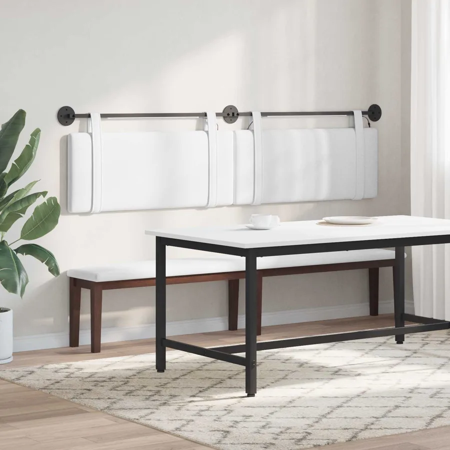 Tête de lit suspendue Avec lumière LED Blanc Tissu - 4