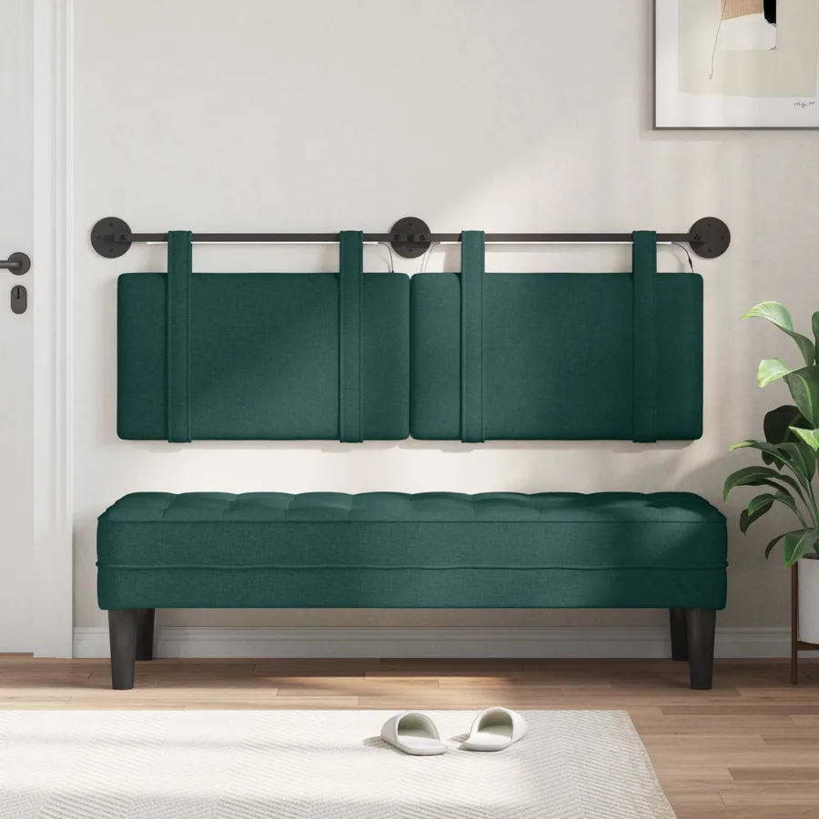 Tête de lit suspendue Avec lumière LED Vert foncé Tissu - 3