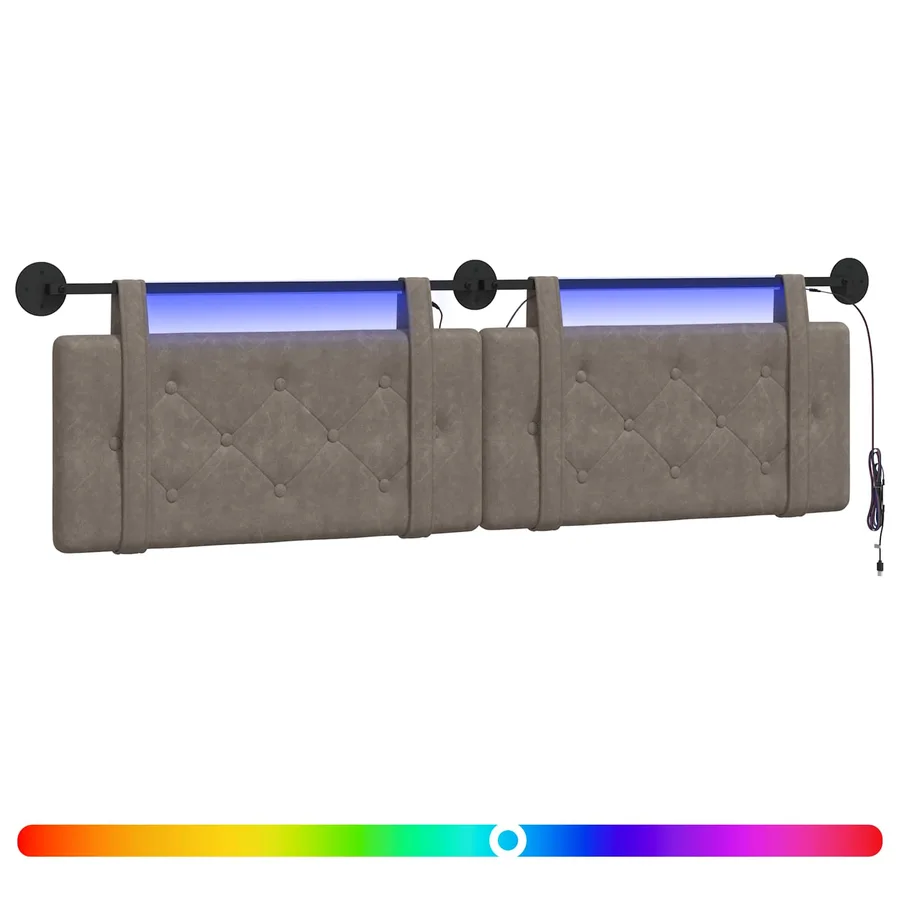 Tête de lit suspendue Avec lumière LED Gris PU antique - 2