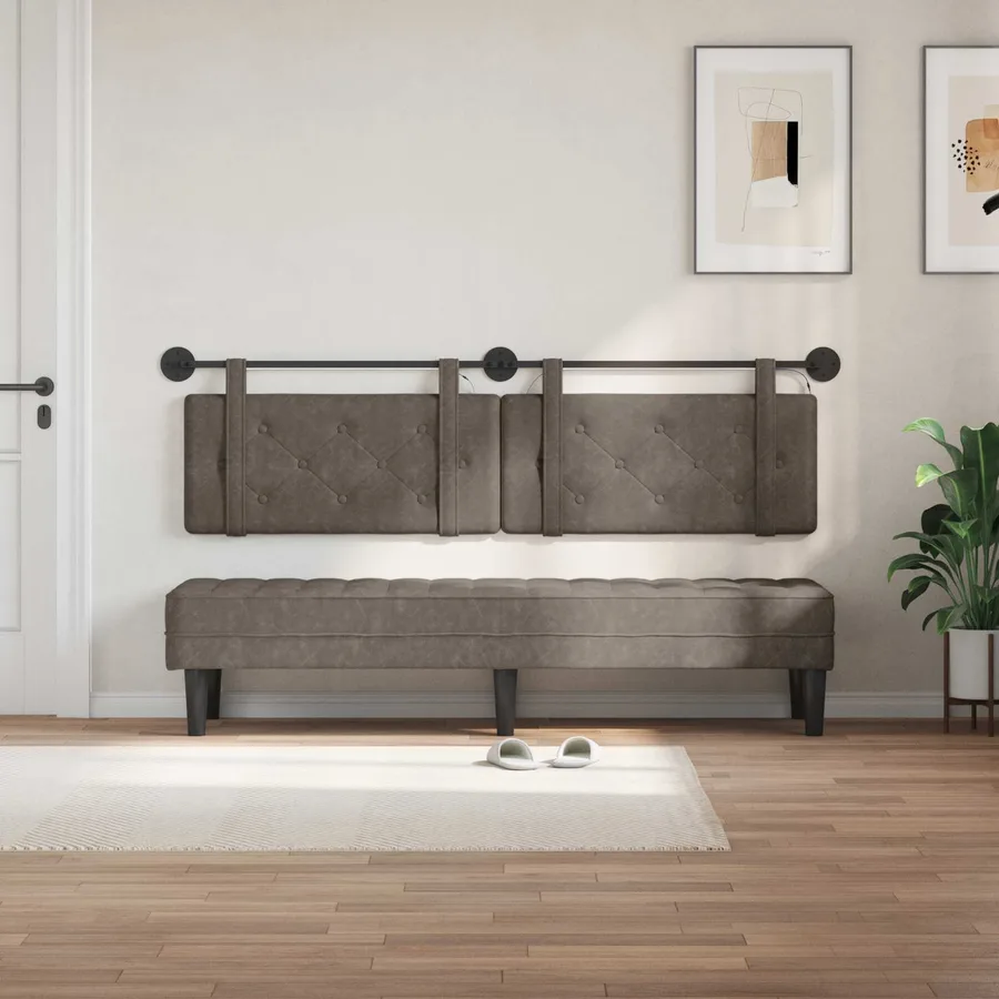 Tête de lit suspendue Avec lumière LED Gris PU antique - 3