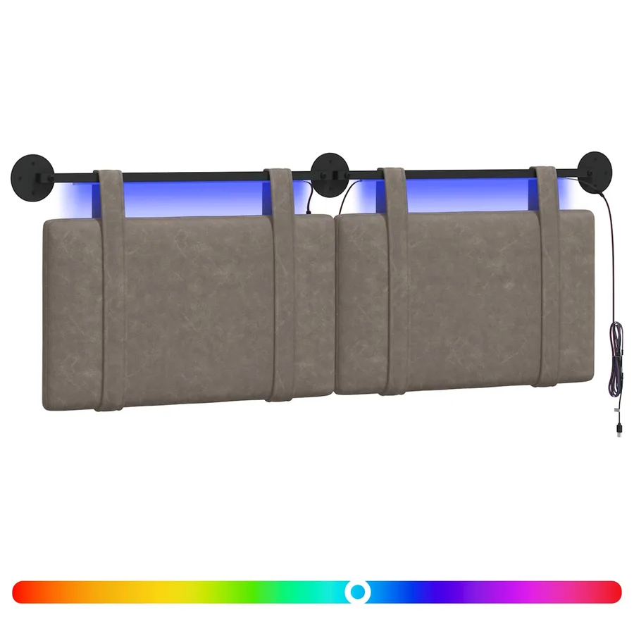 Tête de lit suspendue Avec lumière LED Gris PU antique - 2