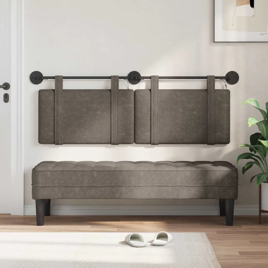 Tête de lit suspendue Avec lumière LED Gris PU antique - 3