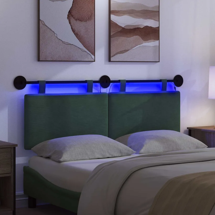 Tête de lit suspendue Vert Jungle Tissu en velours côtelé - 5