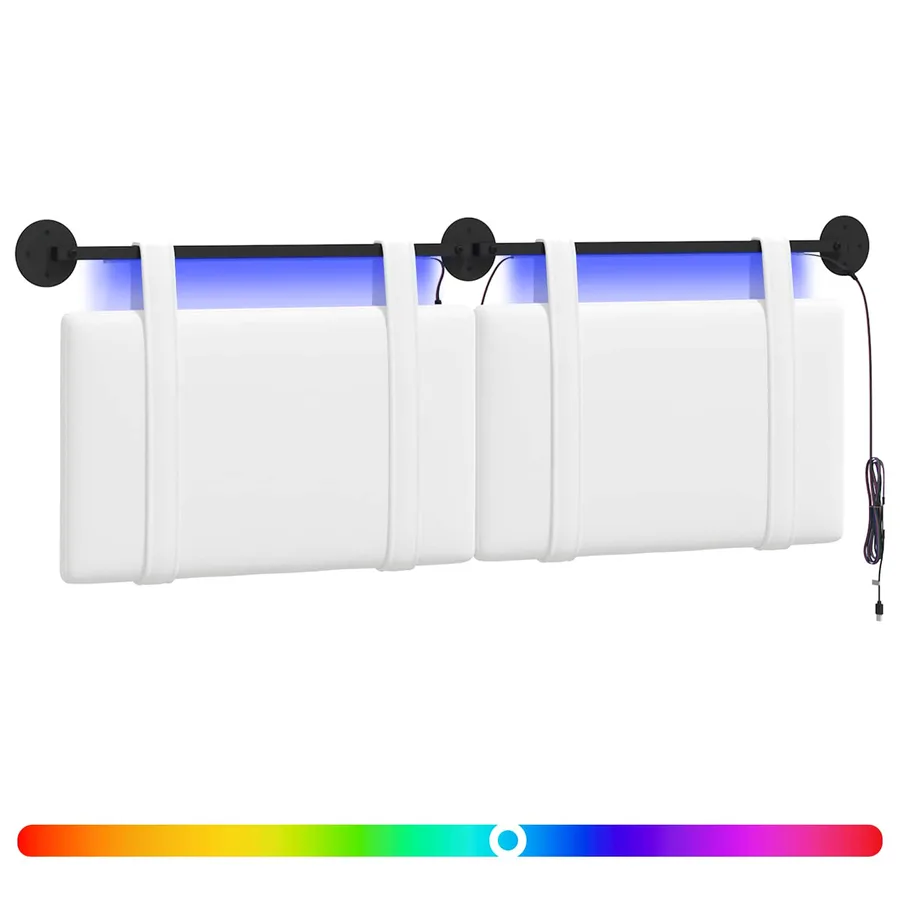 Tête de lit suspendue Avec lumière LED Blanc Tissu - 2