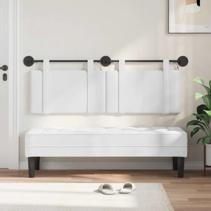 Tête de lit suspendue Avec lumière LED Blanc Tissu - 3
