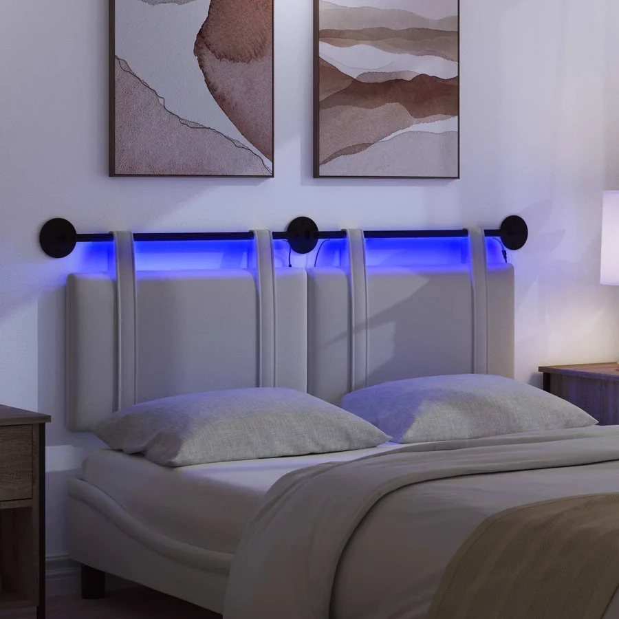 Tête de lit suspendue Avec lumière LED Blanc Tissu - 5