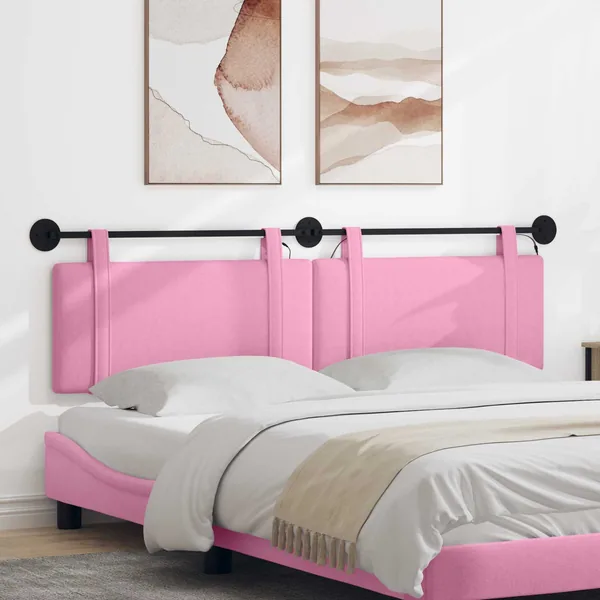 Tête de lit suspendue Avec lumière LED Rose Tissu