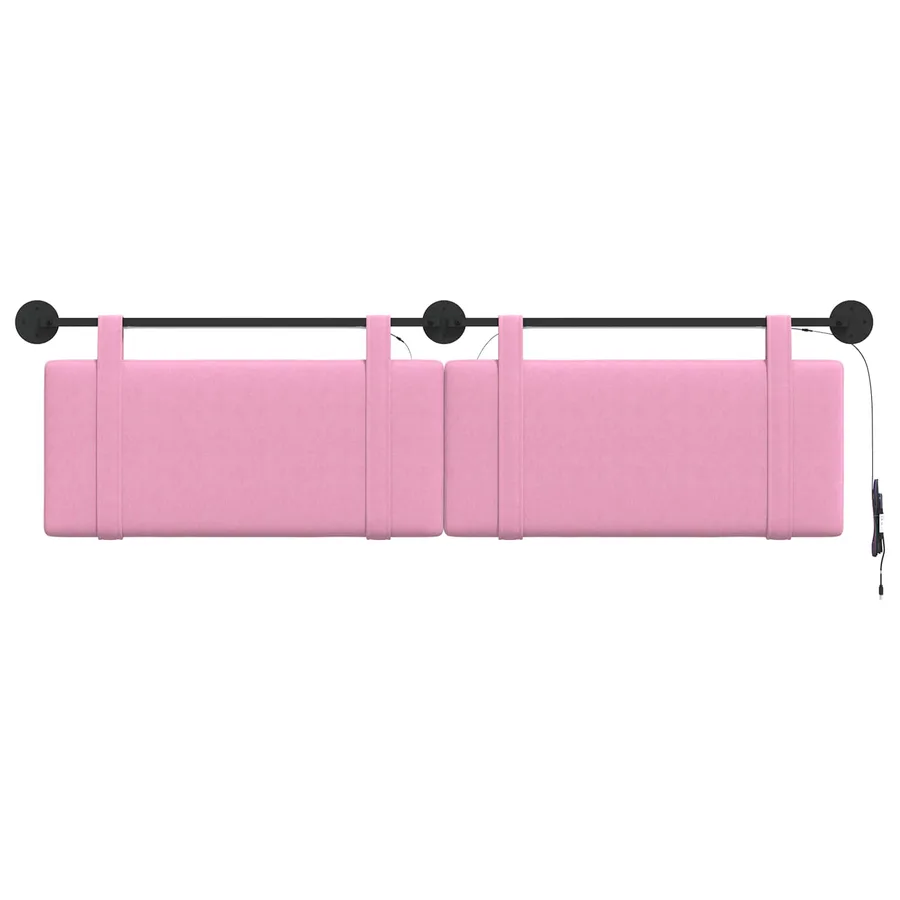 Tête de lit suspendue Avec lumière LED Rose Tissu - 6