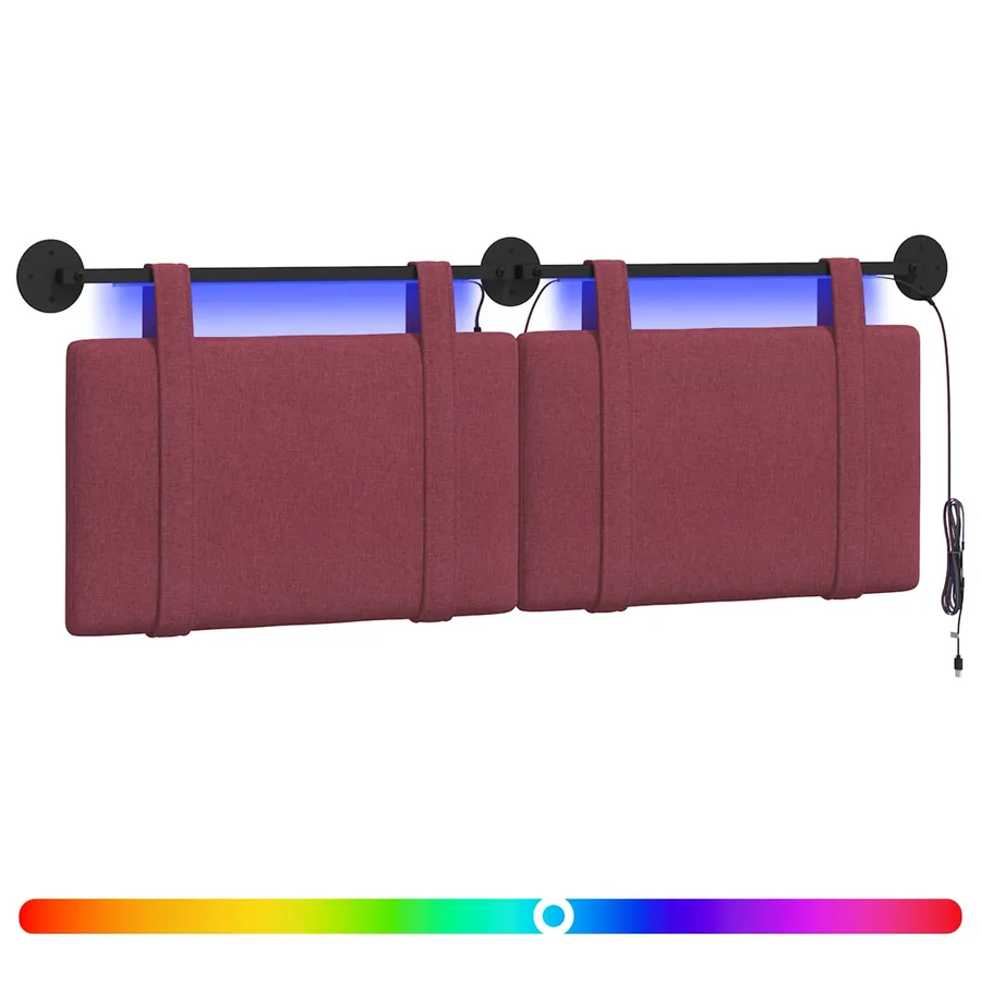 Tête de lit suspendue Avec lumière LED Bordeaux Tissu - 2