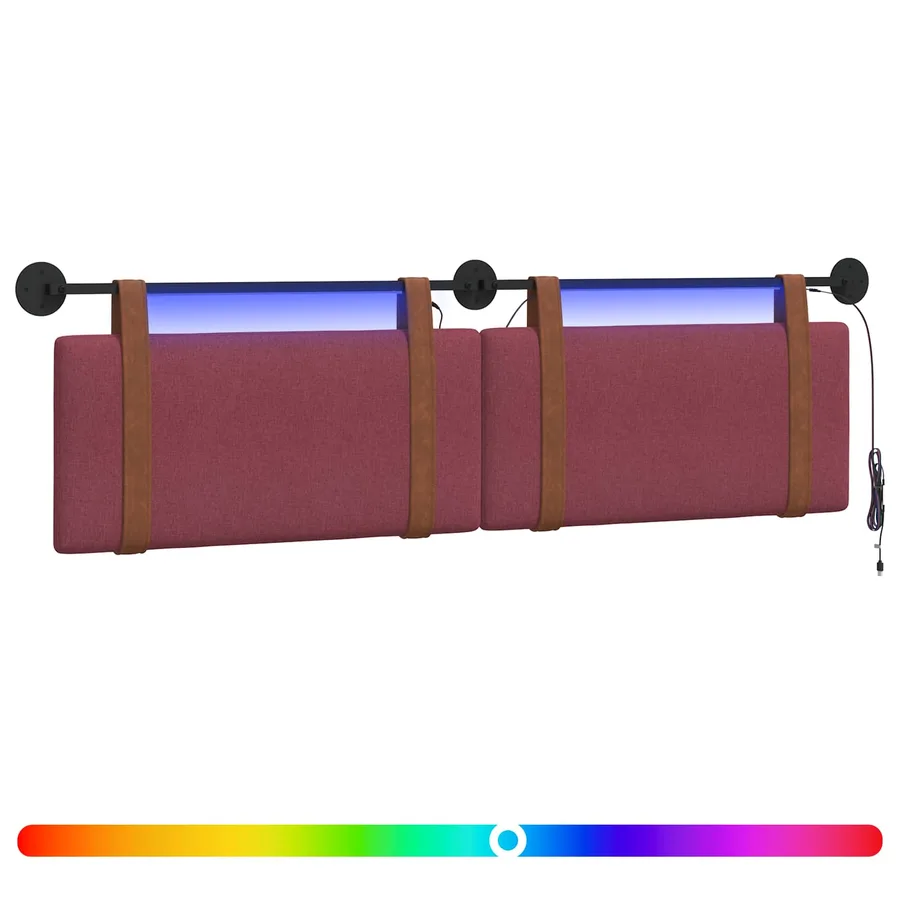 Tête de lit suspendue Avec lumière LED Bordeaux PU antique - 2
