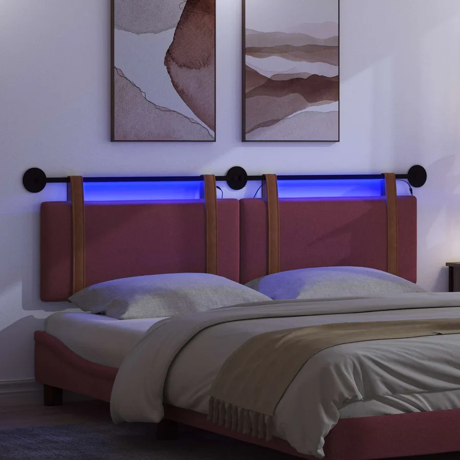 Tête de lit suspendue Avec lumière LED Bordeaux PU antique - 5