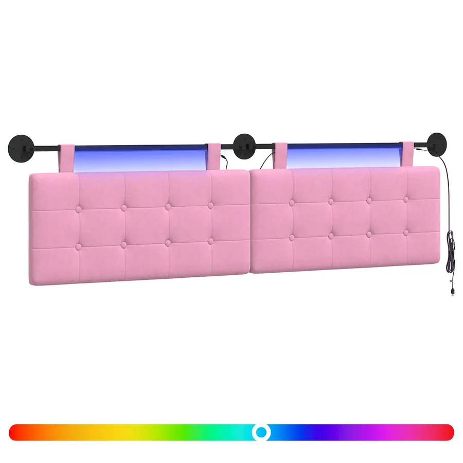 Tête de lit suspendue Avec lumière LED Rose Tissu - 2