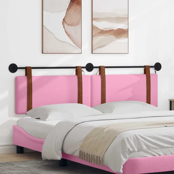 Tête de lit suspendue Avec lumière LED Rose PU antique