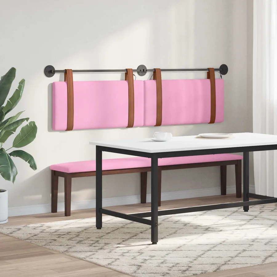 Tête de lit suspendue Avec lumière LED Rose PU antique - 4