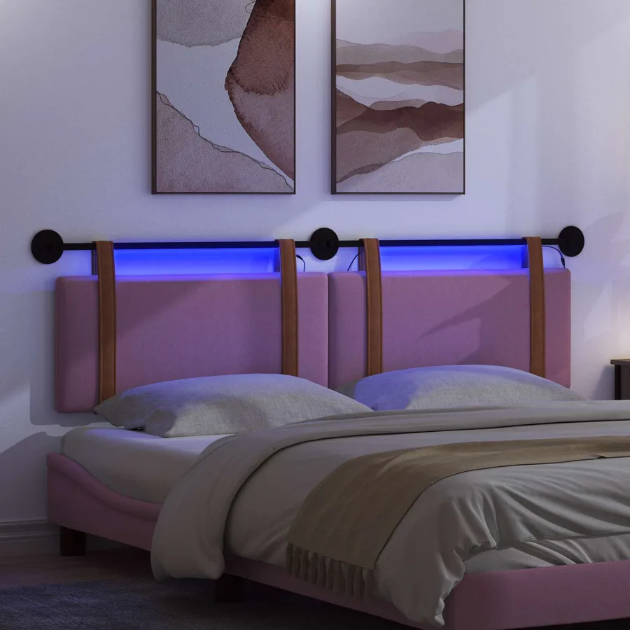 Tête de lit suspendue Avec lumière LED Rose PU antique - 5