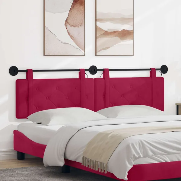 Tête de lit suspendue Avec lumière LED Bordeaux Velours