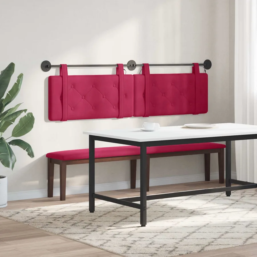 Tête de lit suspendue Avec lumière LED Bordeaux Velours - 4