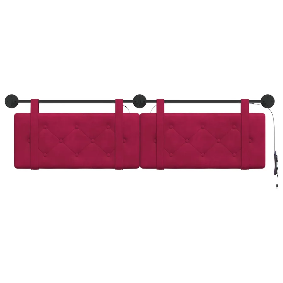 Tête de lit suspendue Avec lumière LED Bordeaux Velours - 6