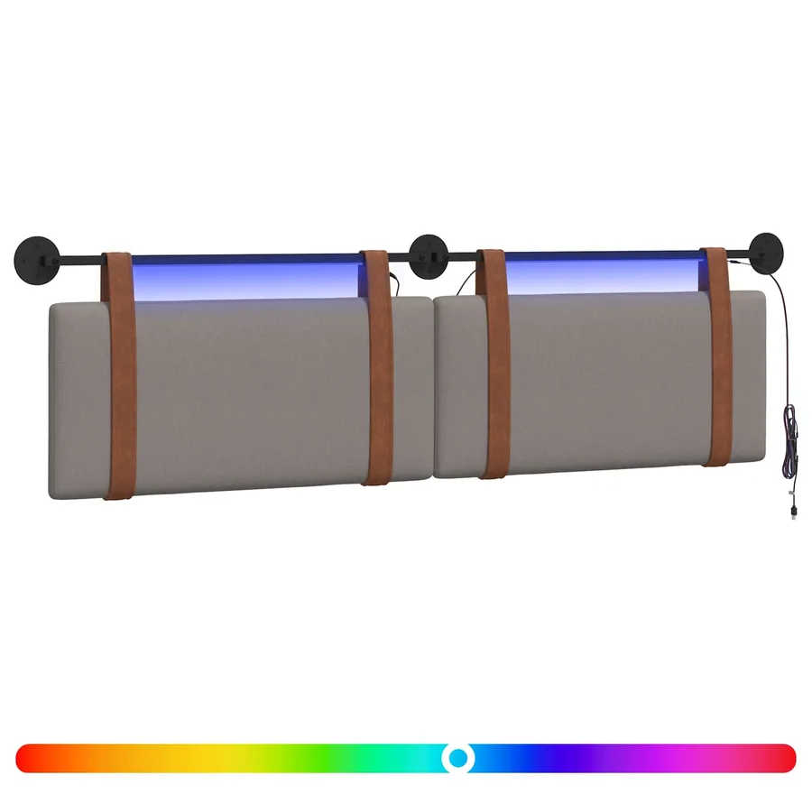 Tête de lit suspendue Avec lumière LED Taupe PU antique - 2