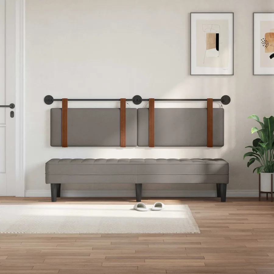 Tête de lit suspendue Avec lumière LED Taupe PU antique - 3