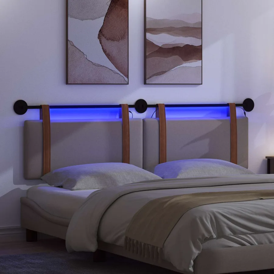 Tête de lit suspendue Avec lumière LED Taupe PU antique - 5