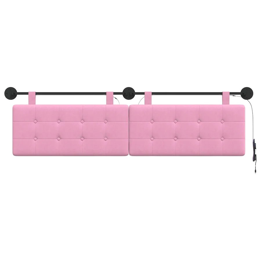 Tête de lit suspendue Avec lumière LED Rose Tissu - 6