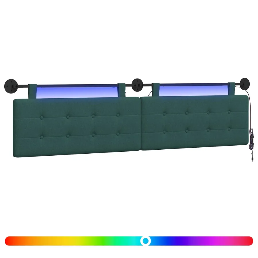 Tête de lit suspendue Avec lumière LED Vert foncé Tissu - 2