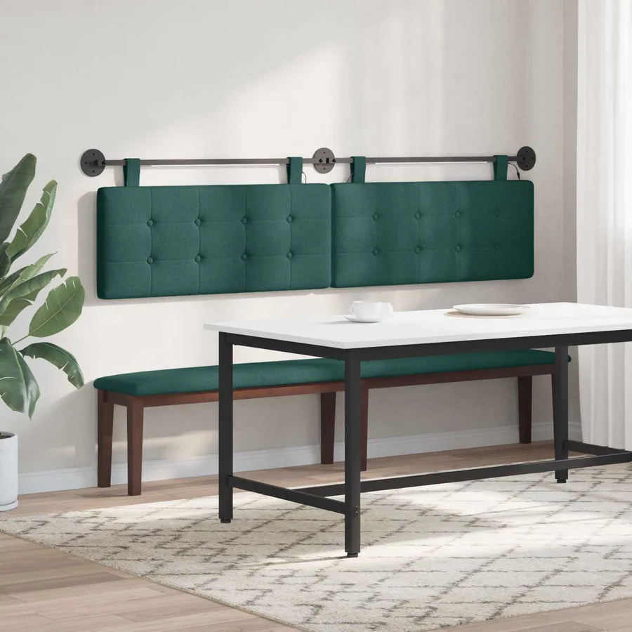 Tête de lit suspendue Avec lumière LED Vert foncé Tissu - 4