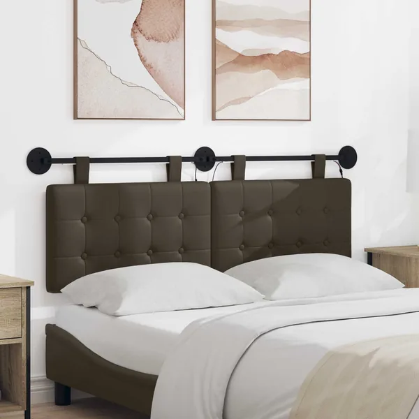 Tête de lit suspendue Avec lumière LED Gris Simili cuir