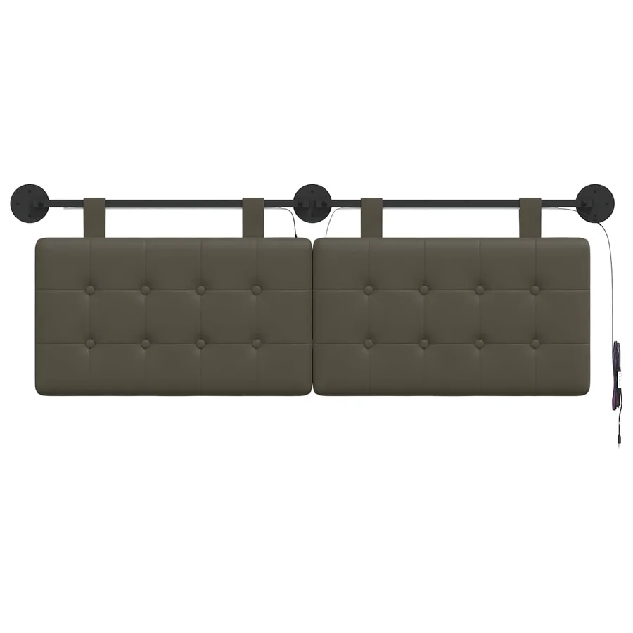 Tête de lit suspendue Avec lumière LED Gris Simili cuir - 6