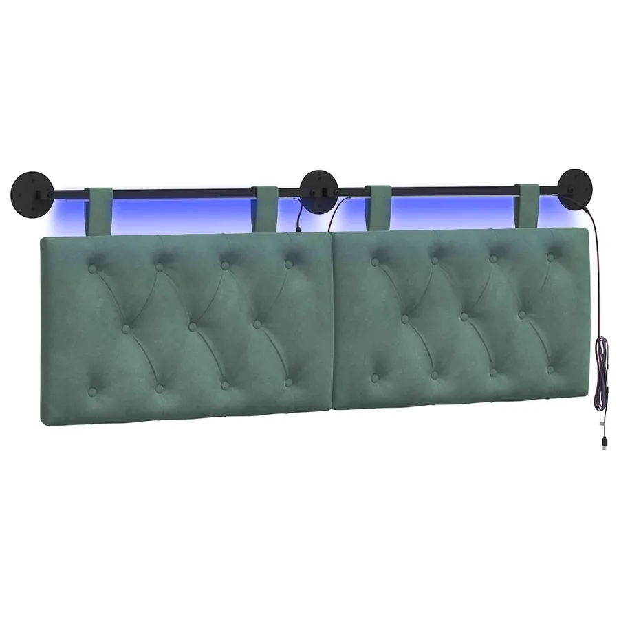 Tête de lit suspendue Avec lumière LED Vert Mer Velours - 2