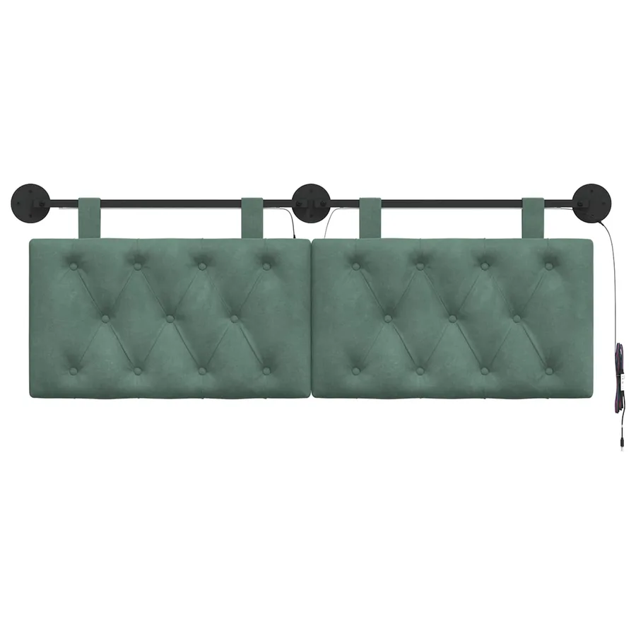 Tête de lit suspendue Avec lumière LED Vert Mer Velours - 6