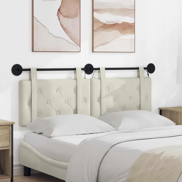 Tête de lit suspendue Avec lumière LED Crème Velours