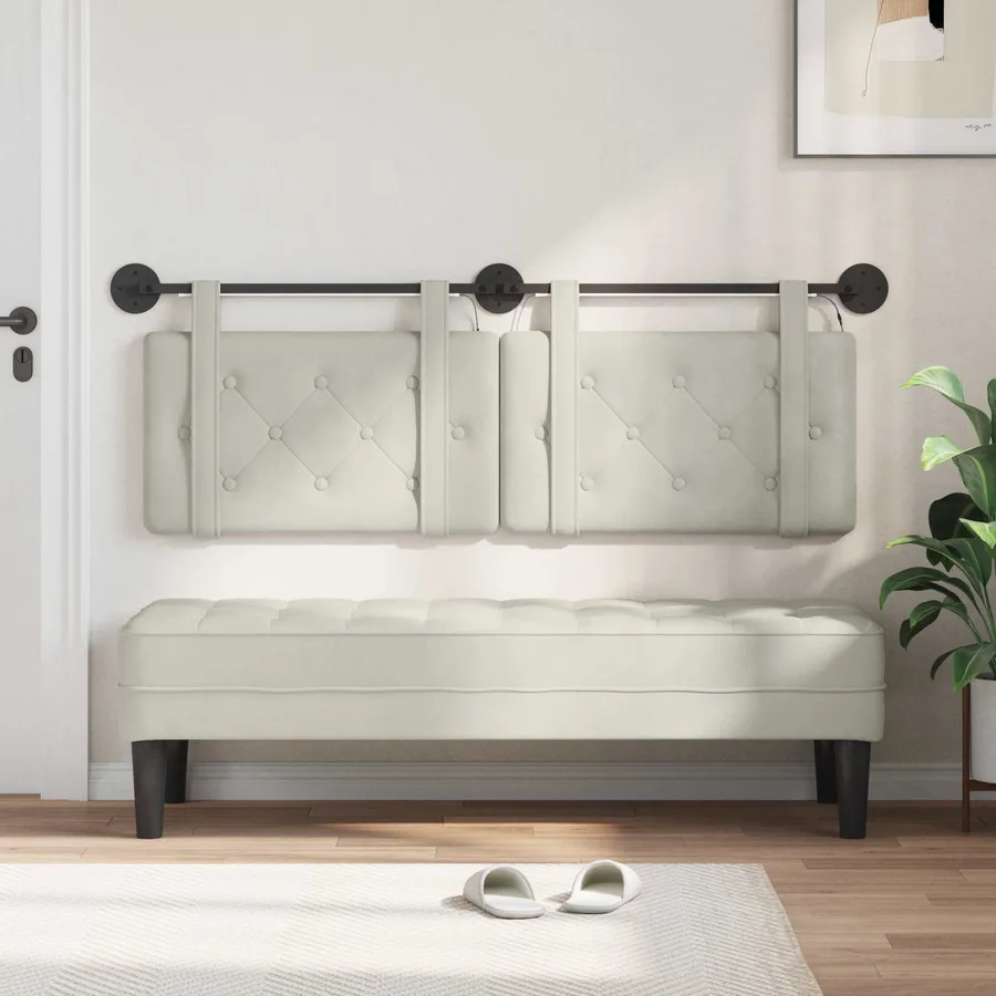 Tête de lit suspendue Avec lumière LED Crème Velours - 3