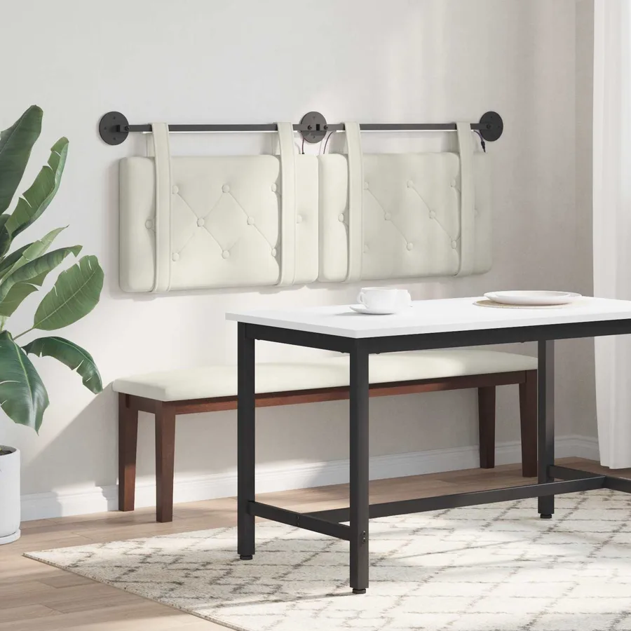 Tête de lit suspendue Avec lumière LED Crème Velours - 4
