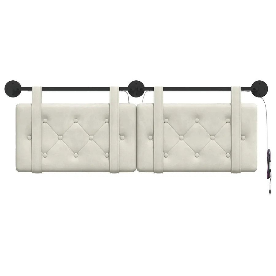 Tête de lit suspendue Avec lumière LED Crème Velours - 6
