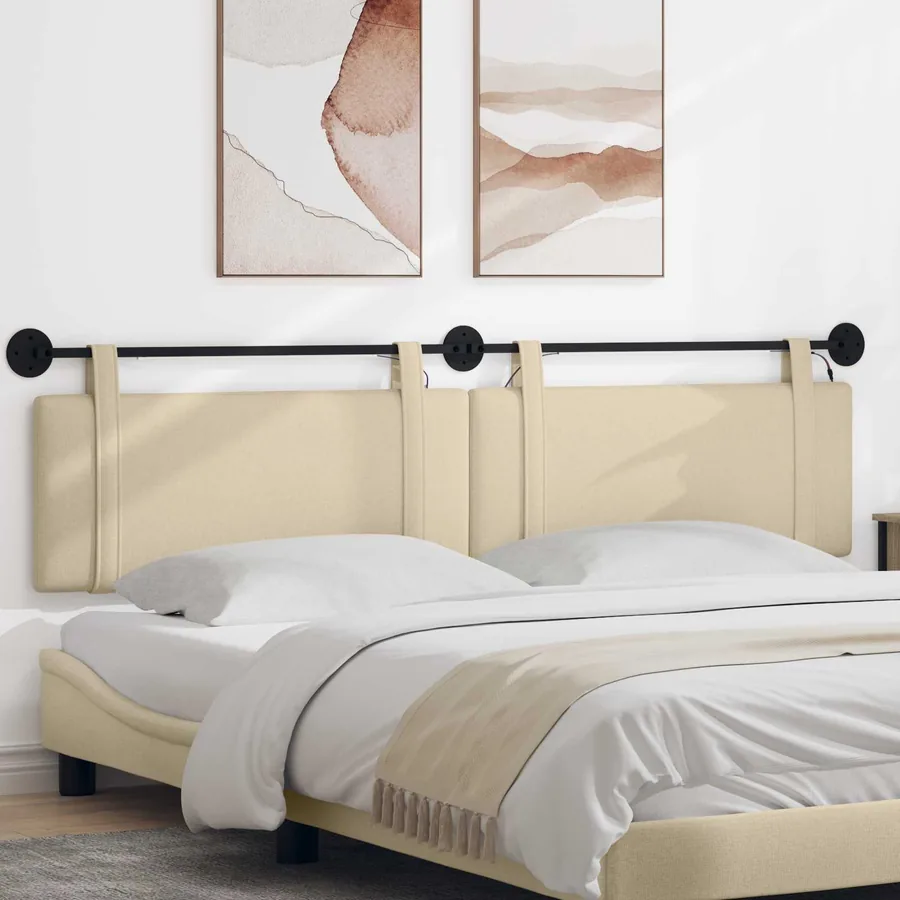 Tête de lit suspendue Avec lumière LED Crème Tissu