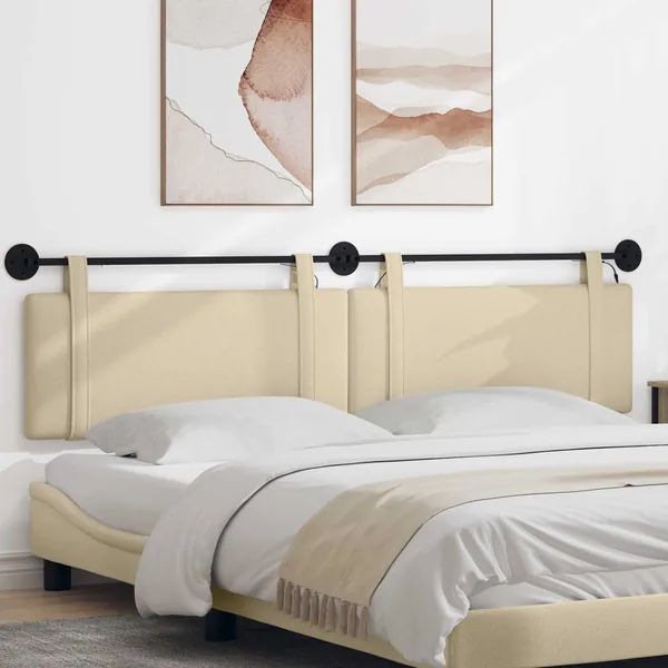 Tête de lit suspendue Avec lumière LED Crème Tissu